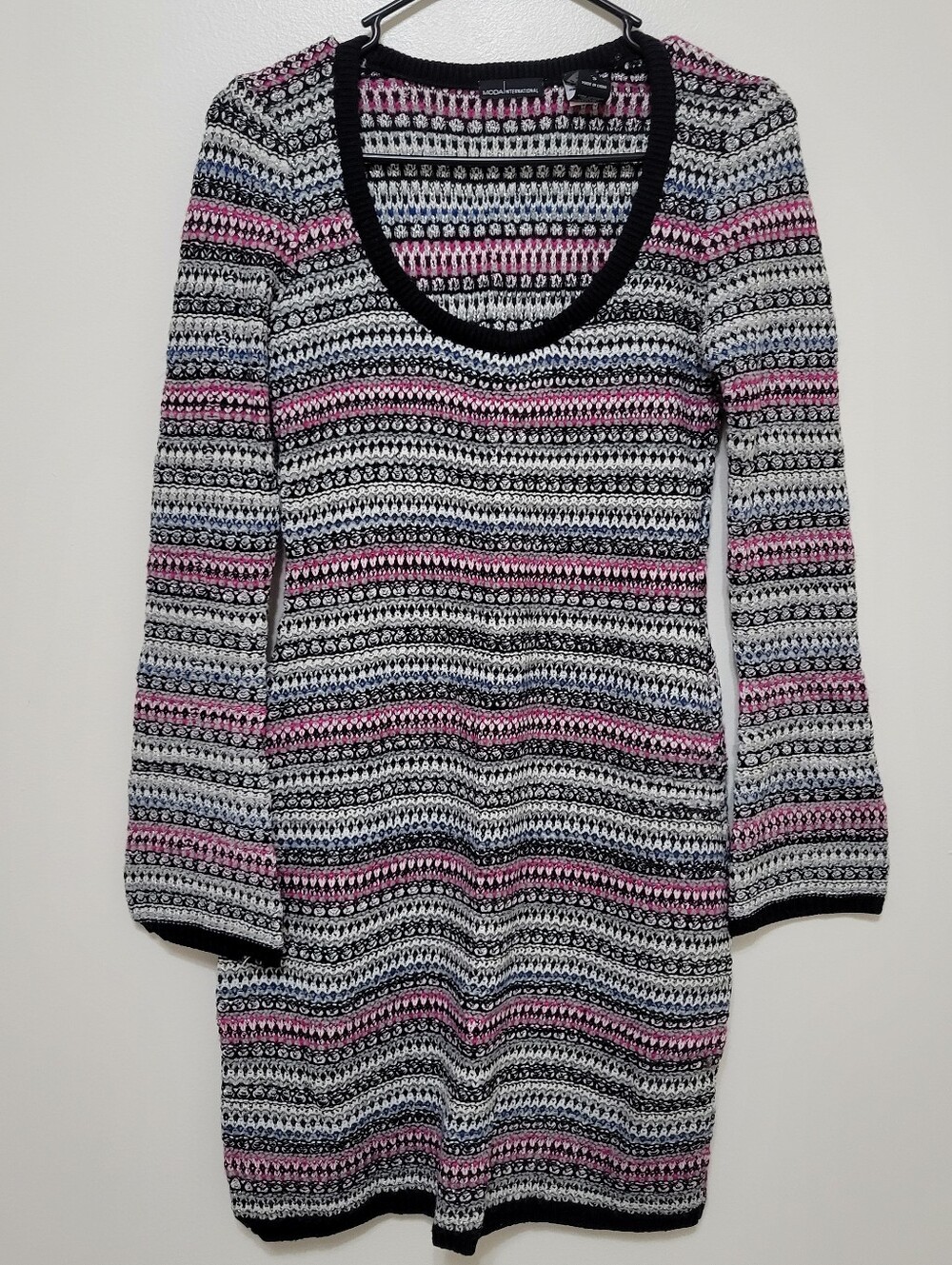 Moda International Striped Metallic Sweaterdress